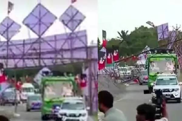 நூலிழையில் தப்பிய எடப்பாடி பழனிசாமி - பேனர் சரிந்து விழுந்ததால் பரபரப்பு | Banner Fell Down Car Edappadi Palanisamy Escape