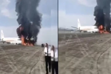 புறப்பட தயாரக இருந்த விமானத்தில் தீ விபத்து , சிக்கிய பயணிகளின் நிலை என்ன ?