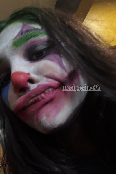 முகமெல்லாம் சாயத்துடன் வந்து மிரட்டும் வனிதா மகள்.. பார்த்ததும் அரண்டு போன நெட்டிசன்கள் | Vanitha Daughter New Joker Getup Photos Viral