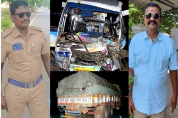 மீட்பு பணியில் இருந்த போலீசார் மீது வேன் மோதியதில் இரண்டு காவலர்கள் உயிரிழப்பு