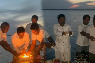 முள்ளிவாய்க்காலில் உயிர்நீத்த உறவுகளுக்காக நந்திக்கடலில் அஞ்சலி