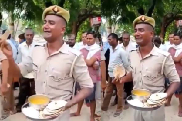 நடுரோட்டில் கையில் உணவை வைத்து கதறியழுத காவலர்! தீயாய் பரவும் பரிதாப காட்சி | Up Police Crying Bad Food Canteen In Tamil
