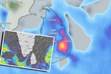 இலங்கைக்கு அருகே குறைந்த காற்றழுத்தம் ; 150 மில்லி மீற்றர் அளவில் பலத்த மழைவீழ்ச்சி
