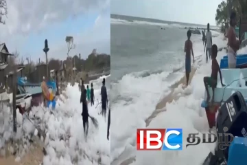 யாழ்ப்பாணம் வடமராட்சி கடற்பகுதியில் வெள்ளைநுரை கரையொதுங்கியதால் பரபரப்பு