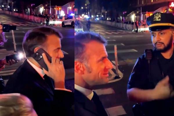 macron stopped in us