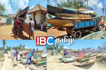 முல்லைத்தீவில் எரியூட்டப்பட்ட மீன்பிடி வள்ளங்கள்