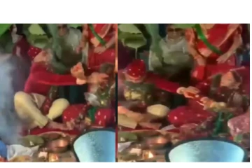 திருமண மேடையில் பயங்கரமாக அடித்துக் கொண்டு உருண்ட மணமகன், மணமகள் - வைரலாகும் வீடியோ