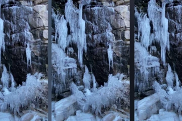 பாலைவன நாட்டில் பனிக்கட்டியான நீர்வீழ்ச்சி!