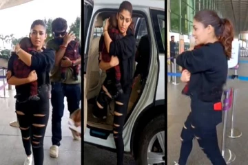 முதன்முறையாக குழந்தையுடன் வெளியே வந்த நயன்தாரா! பரபரப்பான காட்சி