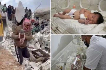 භුමිකම්පනයෙන් උපත ලද සිරියාවේ 'අයා'ට ලැබුණු අලුත් දෙමව්පියන්. (VIDEO)