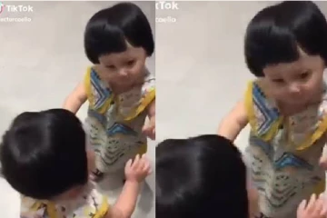 கண்ணாடியில் முட்டி மோதி சண்டை போடும் குட்டி தேவதை! இறுதியில் கொடுத்த வேறலெவல் ரியக்சன்