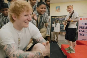 பாடசாலை குழந்தைகளை பாடல் பாடி மகிழ்வித்த பிரித்தானிய பிரபலம்! வைரலான வீடியோ