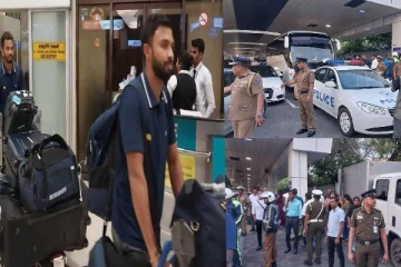 பலத்த பாதுகாப்புடன் நாடு திரும்பிய இலங்கை கிரிக்கெட் அணியினர்(படங்கள் )