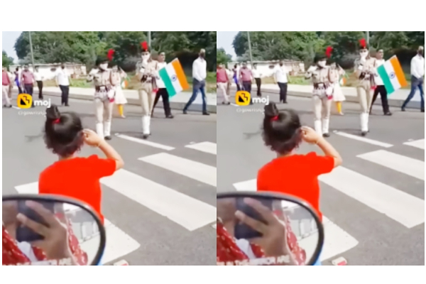 தேசிய கொடி அணிவகுப்புக்கு மரியாதை செய்த சிறுமி - வைரலாகும் வீடியோ - தமிழ்நாடு