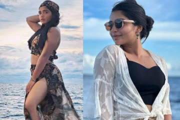 23 வயசுல இப்படியொரு போஸ்!! கடற்கரையில் கிளாமர் போஸில் தமன்னாவை மிஞ்சிய குட்டி ஜானு