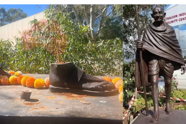 මෙන්න වැඩක් - මහත්මා ගාන්ධිගේ පිළිමේ උස්සලා - කකුලෙන් කපලා හොරු අරන් ගිහින්  | Melbourne Gandhi Statue Vandalized Metal Stolen