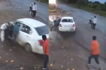 சாப்பிட்ட உணவுக்கு பணம் கேட்ட வெயிட்டரை 1 கி.மீ தூரம் காரில் இழுத்துச் சென்ற நபர்