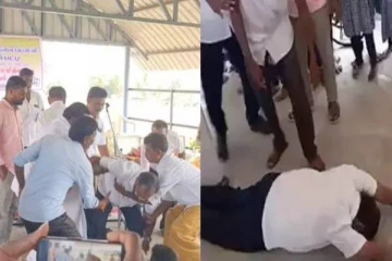 நான் ரொம்ப நாகரீகமான அரசியல்வாதி.., திடீரென மாணவர்களின் காலில் விழுந்த பாமக MLA