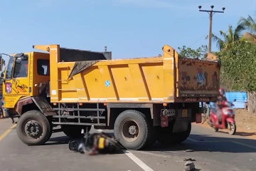 கிளிநொச்சியில் டிப்பர் வாகனத்துடன் மோட்டார் சைக்கிள் மோதி விபத்து: ஒருவர் படுகாயம்