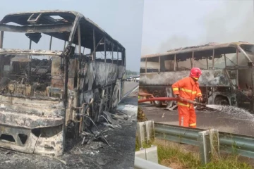 திடீரென ஏற்பட்ட தீ விபத்து: அதிவேக வீதியில் தீக்கிரையான பேருந்து