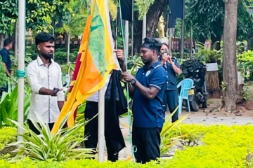 யாழ். பல்கலையில் இறக்கப்பட்ட தேசிய கொடி; பறந்த கறுப்புகொடி