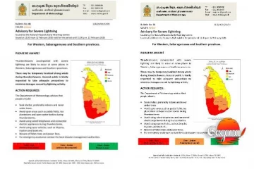 කාලගුණවිද්‍යා දෙපාර්තමේන්තුවෙන් අනතුරු නිවේදන නිකුත් වේ - ජනතාව ප්‍රවේශමෙන්