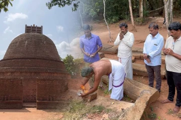 குருந்தூர்மலையில் பலத்த பாதுகாப்புக்கு மத்தியில் இடம்பெற்ற சிவ வழிபாடு