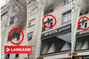 தீப்பற்றி எரிந்த கட்டிடம்... பதட்டத்தில் 4 குழந்தைகளையும் 3வது மாடியிலிருந்து கீழே போட்ட தாய்: திகிலூட்டும் காட்சி