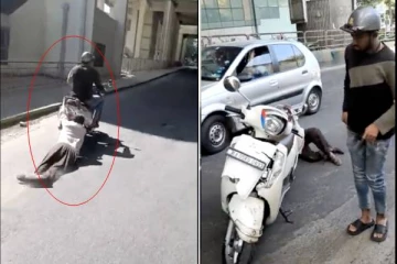 முதியவரை ஸ்கூட்டரில் தரதரவென்று இழுத்து சென்ற இளைஞர்: ஆத்திரமூட்டும் வீடியோ