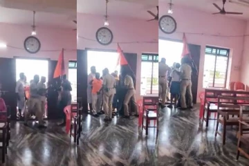 கிறிஸ்தவ வழிபாட்டு தலத்திற்குள் காவி கொடியுடன் நுழைந்து கொலை மிரட்டல் விடுத்த மர்ம நபர்கள்