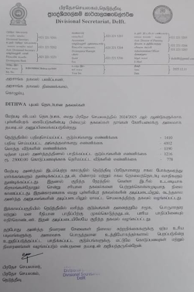 யாழில் பேரிடரால் பாதிக்கப்பட்டவர்கள் தொடர்பில் வெளிச்சத்திற்கு வந்த புள்ளி விவரம் | Statistics Released Regard Victims Jaffna Disaster யாழில் பேரிடரால் பாதிக்கப்பட்டவர்கள் தொடர்பில் வெளிச்சத்திற்கு வந்த புள்ளி விவரம் | Statistics Released Regard Victims Jaffna Disaster