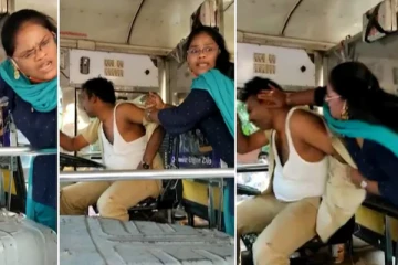 பஸ் டிரைவரின் சட்டையை பிடித்து சரமாரியாக அடித்த பெண் - அதிர்ச்சியடைந்த பயணிகள்
