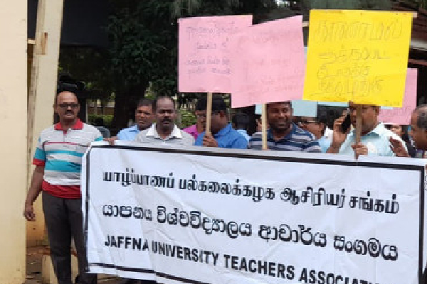 யாழ். பல்கலைக்கழகத்தின் விரிவுரையாளர்கள் கவனயீர்ப்பு போராட்டம் (படங்கள்) | Jaffna University Lecturers Are Protest For Crisis
