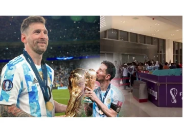 கத்தாருக்கு வந்திறங்கிய மெஸ்சி... - மேளதாளங்கள் முழங்க, ஆட்டம் பாட்டத்துடன் வரவேற்ற இந்திய ரசிகர்கள்..!