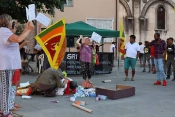 இலங்கை அரசாங்கத்துக்கு எதிராக  இத்தாலியில் வெடித்த ஆர்ப்பாட்டம்