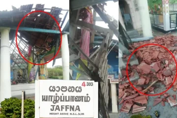 யாழில் வீசிய காற்றால் முழுமையாக சேதமடைந்த கோவில் கூரை