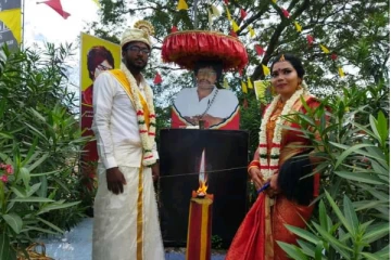 தியாக தீபம் திலீபனின் நினைவுத் தூபியில் திருமணம் செய்துகொண்ட தம்பதியினர்!(Photos)