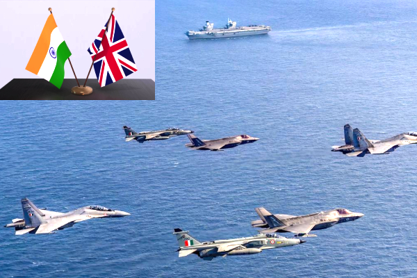 India UK joint air exercise, Indian Air Force news 2025, HMS Prince of Wales F-35B, IAF Sukhoi-30 MKI drill, KONKAN 25 naval exercise, Indo-British defense cooperation, Indian Ocean military drill, Royal Navy India operations