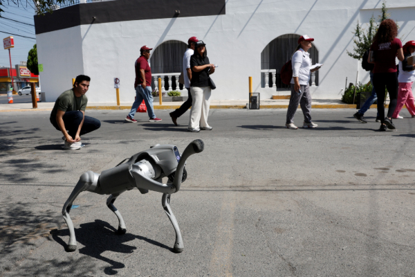 மெக்சிகோ தெருக்களில் ரோபோ நாய் மக்களுக்கு விழிப்புணர்வு | Robot Dog On The Streets Of Mexico Awareness Among