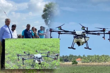 வஞ்சியக் குளக்கண்டத்தில் பயிர்களுக்கு ட்ரோன் மூலம் விசிரப்பட்ட இரசாயனம்