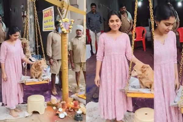 கோயிலில் நாய்க்கு நேர்த்திக்கடன் நிறைவேற்றிய நடிகை; விளாசும் நெட்டிசன்கள் | Actress Tina Sravya Dog Controversy Temple