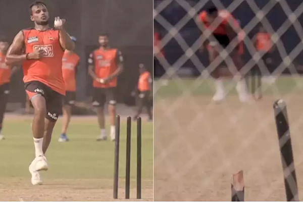 நடராஜனின்  பந்துவீச்சில் இரண்டாக உடைந்த ஸ்டெம்ப் - வைரல் வீடியோ உள்ளே - தமிழ்நாடு