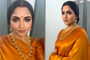 மகளுக்கே டஃப் கொடுக்கும் அழகு.. தங்க நிற சேலையில் ஜொலிக்கும் குஷ்பூ