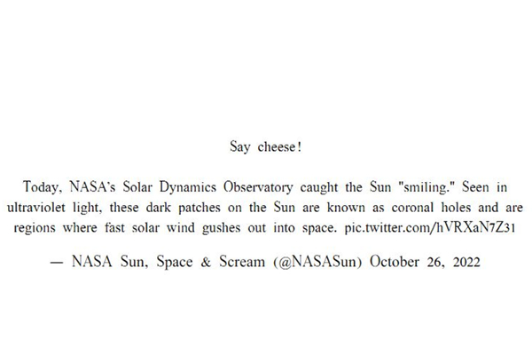 நாசா வெளியிட்ட வினோத புகைப்படம் | Un Is Smiling Nasa Captures Suns Cutest Picture