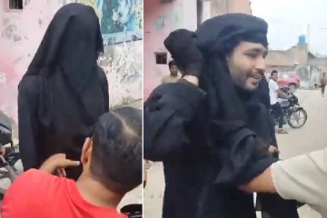 திரைப்பட பாணியில்..காதலியை பார்க்க பர்தா அணிந்து வந்த இளைஞர் - வீடியோ படுவைரல்!