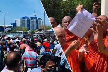 13இன் பிரதியை தீயிட்டு கொளுத்திய பிக்குமார்! வீதியை மறித்த தொழிற்சங்கத்தினர் - கொழும்பில் பதிவான பதற்ற நிலை (video)