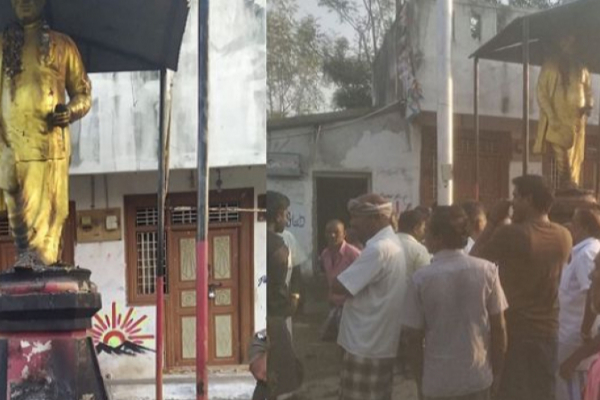 அண்ணா சிலைக்கு மர்ம நபர்கள் தீ வைப்பு: பதட்டத்தில் கள்ளக்குறிச்சி! | Kallakkurichi Mysterious Personsfire Anna Statue