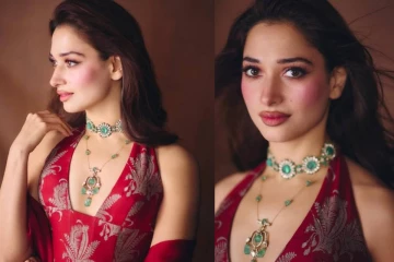 சிவப்பு நிற உடையில் ரசிகர்களை மயக்கும் அழகிய போட்டோ ஷுட் நடத்தியுள்ள நடிகை தமன்னா