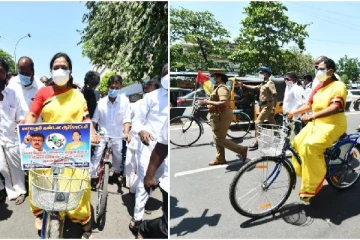 சேலையில் அசால்டாக சைக்கிள் ஓட்டிய விஜயகாந்தின் மனைவி! வைரலாகும் புகைப்படம்