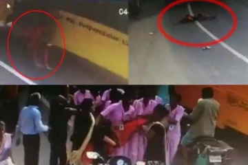 பேருந்திலிருந்து தூக்கிவீசப்பட்ட கல்லூரி மாணவி! பதபதைக்க வைக்கும் காட்சி